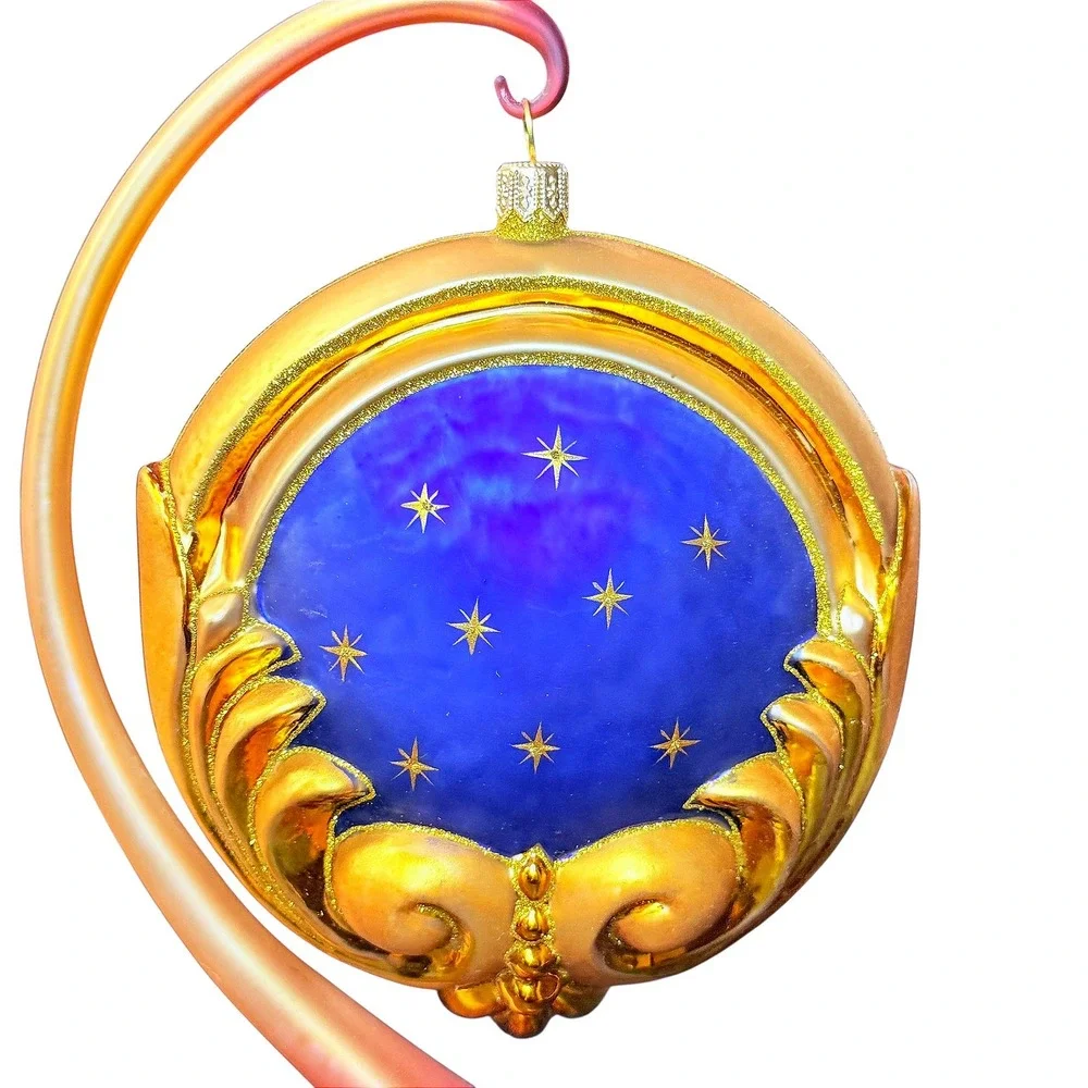 Bombkarnia Glass Holy Family Nativity‎ Scene Medallion Ornament and Glass Stand
